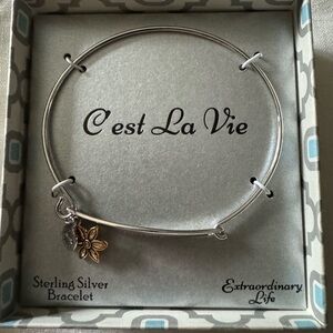 Extraordinary Life Sterling Silver Motif Charm‎ Bangle